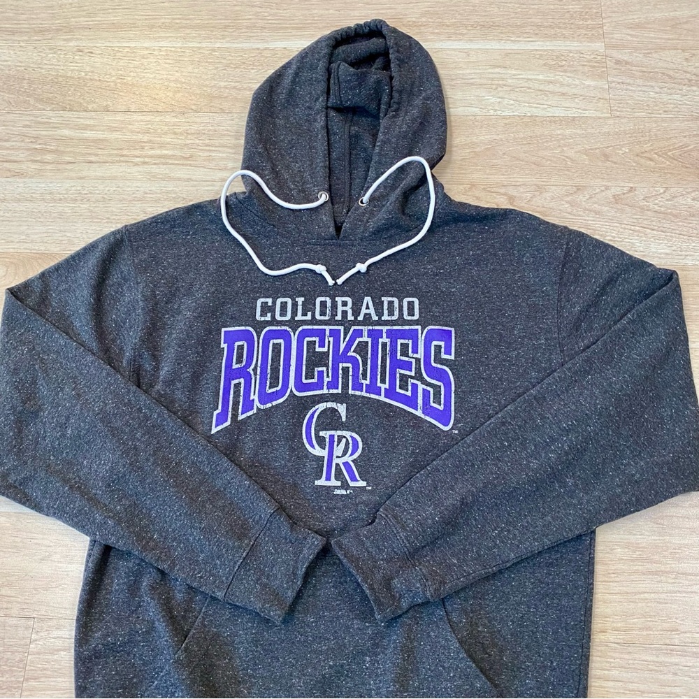 Stitches Colorado Rockies Hoodie Men’s L Grey MLB Baseball Pullover Sweatshirt